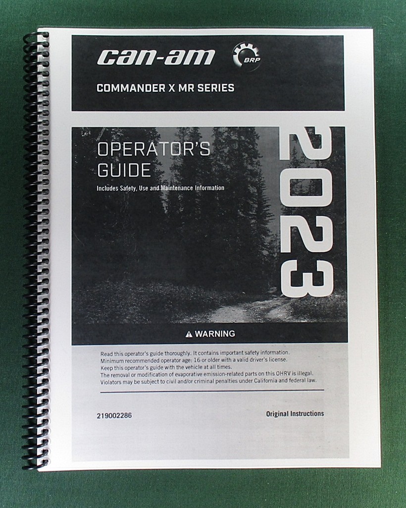 2023 Can-Am Commander X mr Owner’s Manual: 198 Pages & Protective Covers