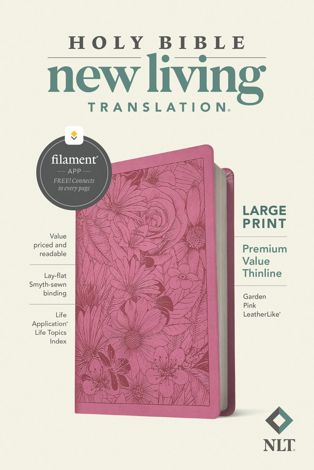 NLT Large Print Premium Value Thinline Bible, Filament Enabled (Leatherlike, Gar