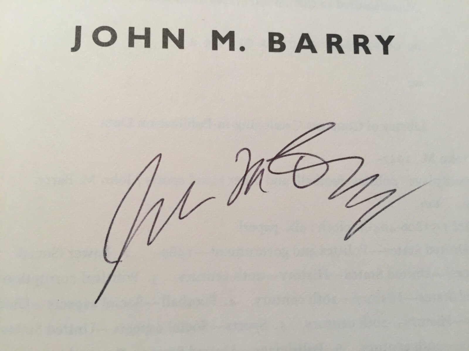 AUTOGRAPHED COPY – POWER PLAYS by John M. Barry (2001, Hardcover)