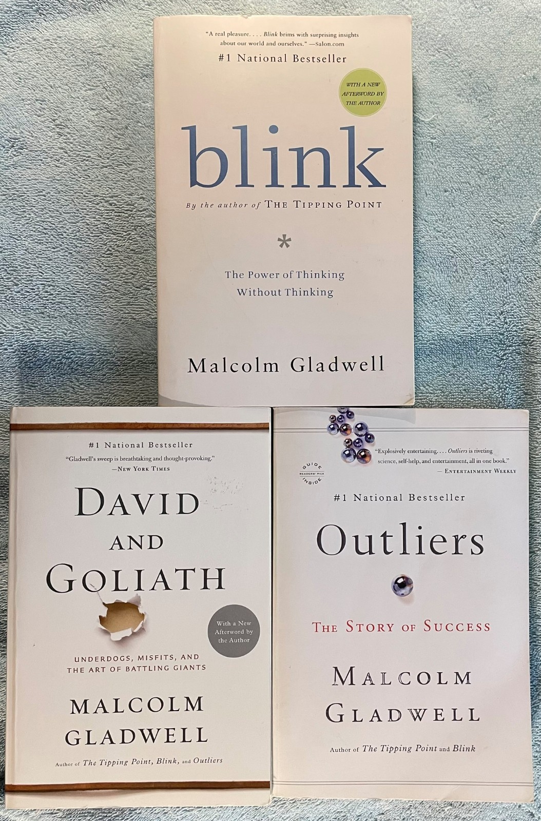One Lot Of 3 Books By Malcolm Gladwell – Blink, Outliers, David and Goliath