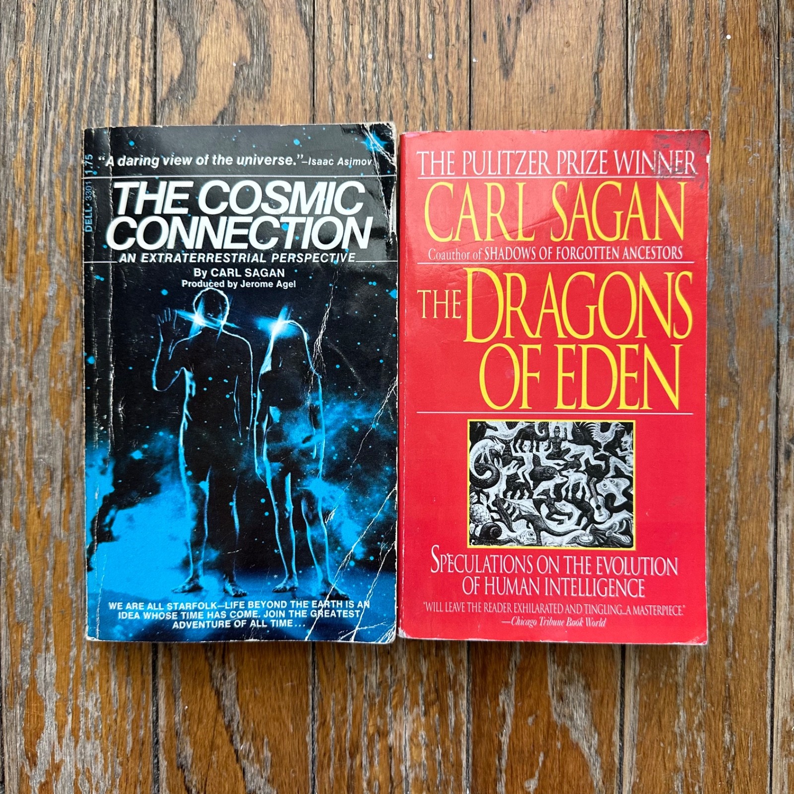 Carl Sagan COSMIC CONNECTION DRAGONS OF EDEN Dell 1975 1978 Lot of 2