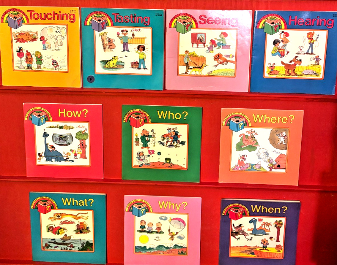 Discovery Toys Question Books 6 Who What Where When Why How Complete + 4 Senses