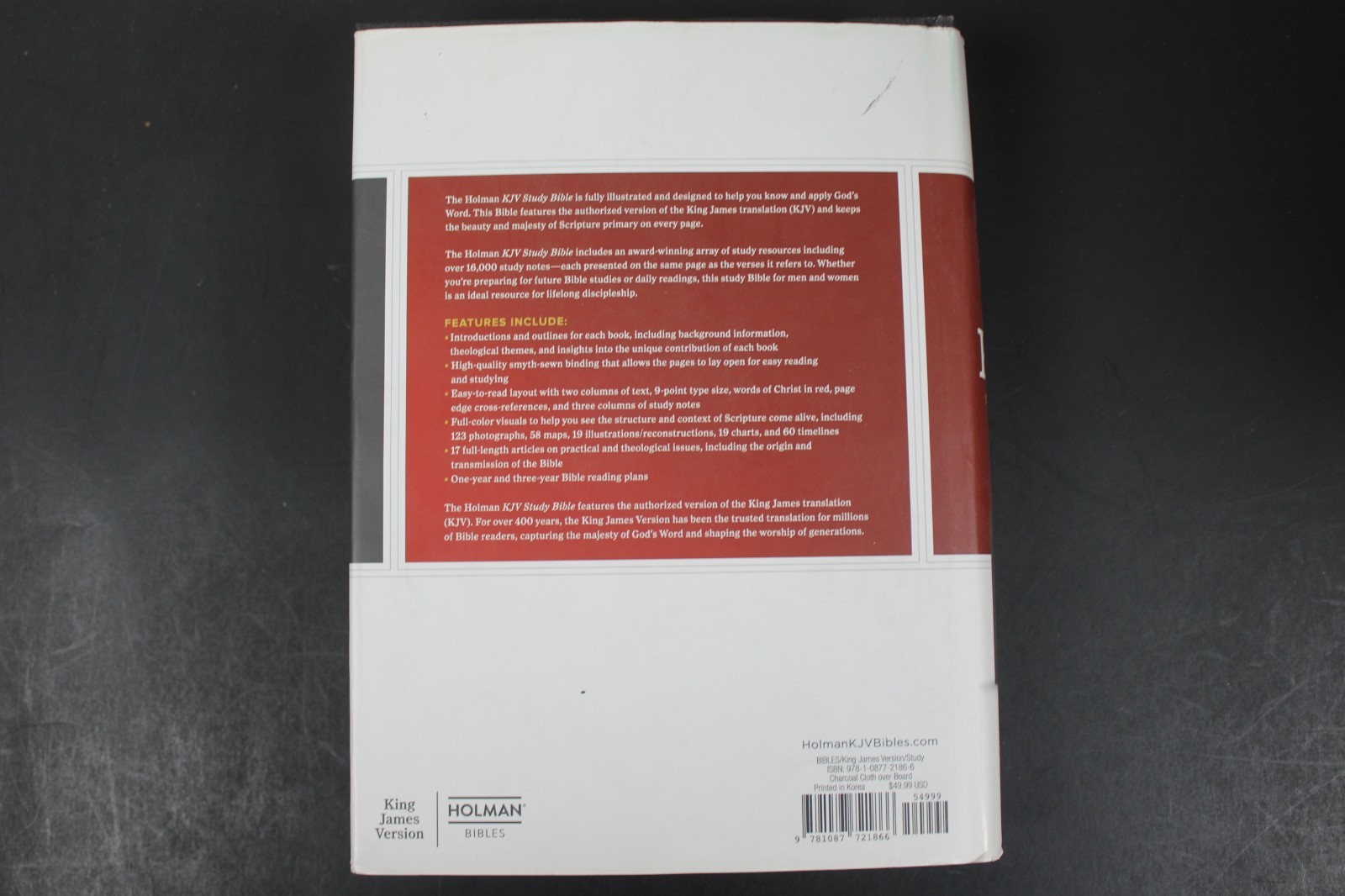 KJV Study Bible, Full-Color, Charcoal Cloth over Board by Holman Bible (FT1973)