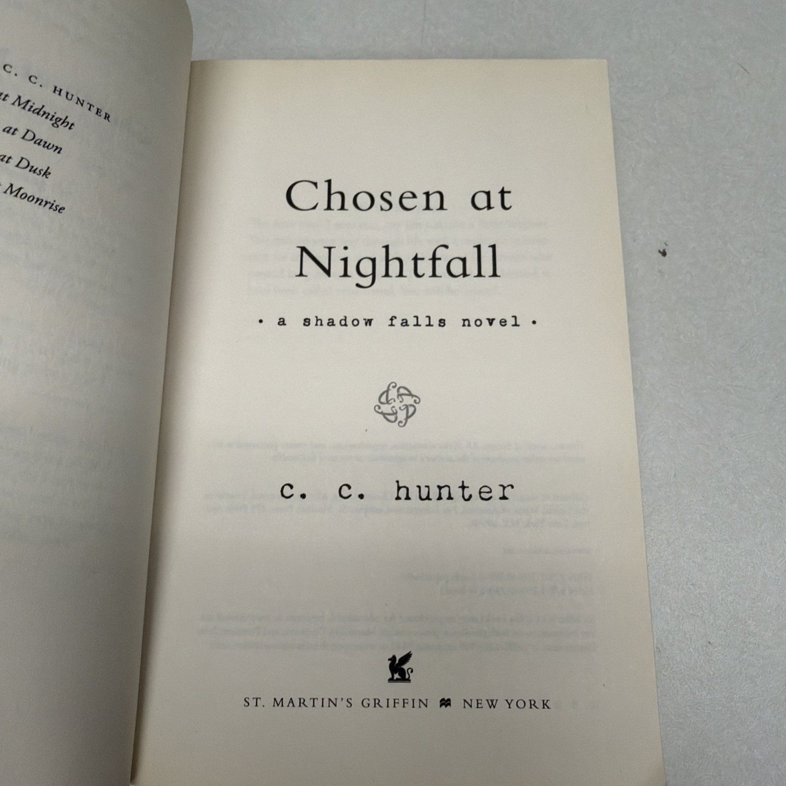 C.C. Hunter 3 Book Lot Shadow Falls