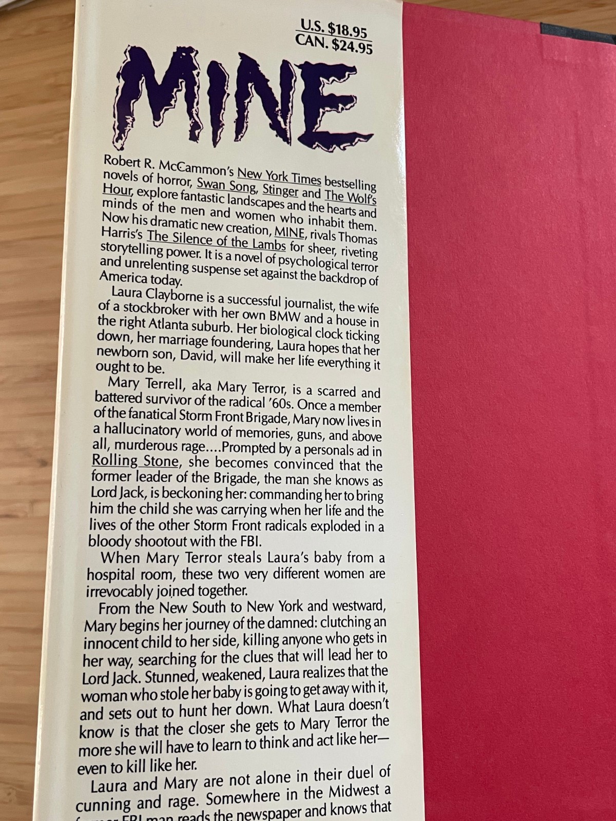 MINE by Robert R. McCammon, 1st Edition, 1st Printing, Vintage Horror Hardcover