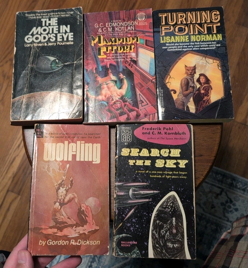 Bargain Book Lot 5 Sci-Fi Paperbacks for $20 Vintage Good Condition