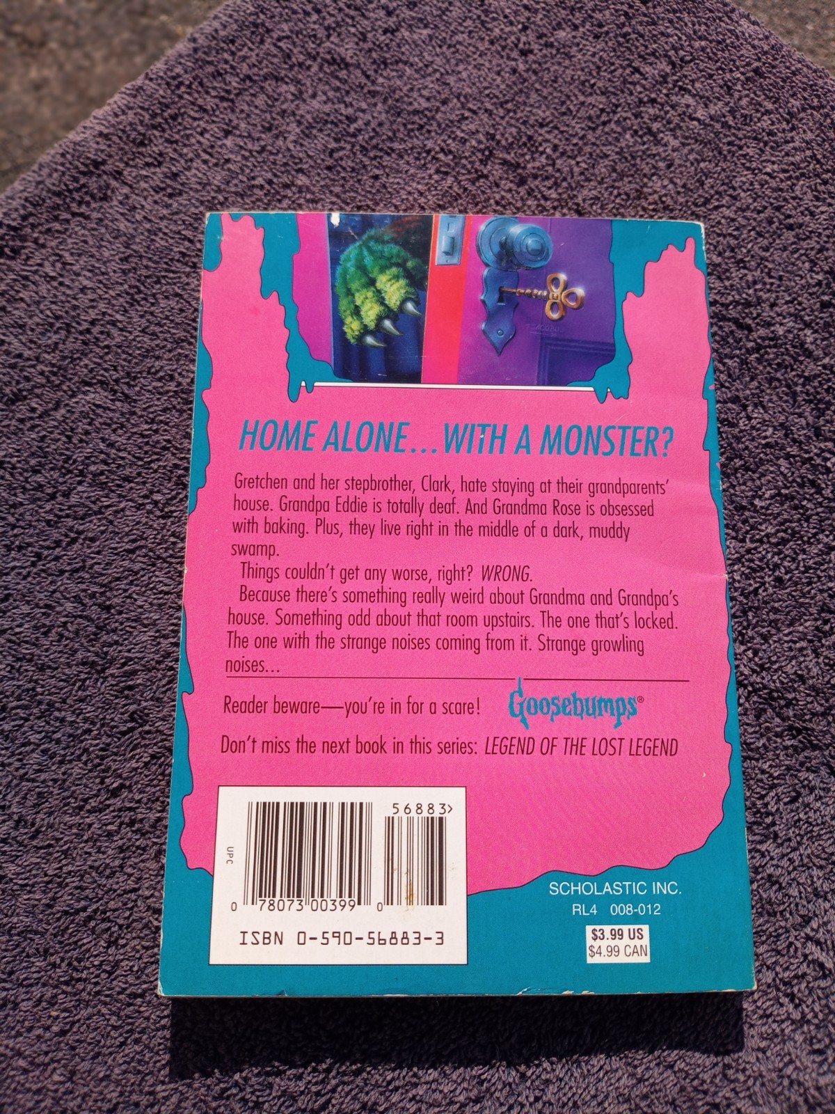 Goosebumps #46 How to Kill a Monster Nice Cnd w/Attached Bookmark + Cards