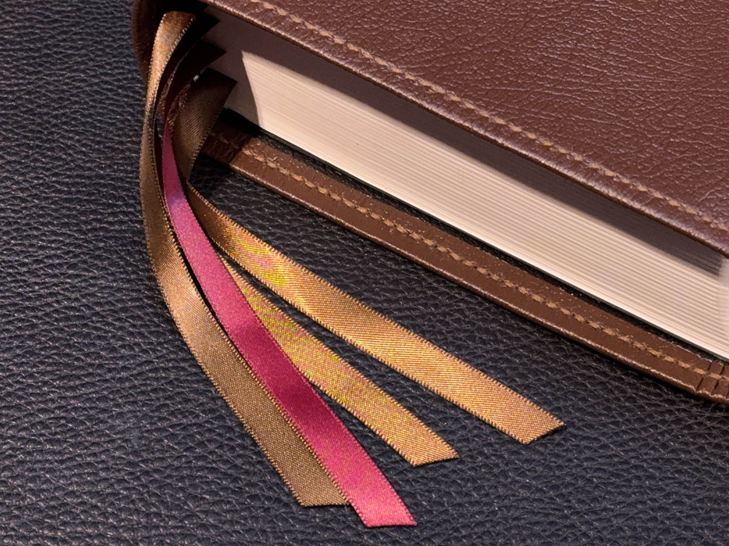 ESV Single Column Journaling Bible, Pebbled Brown Goatskin Leather, 4 Ribbons