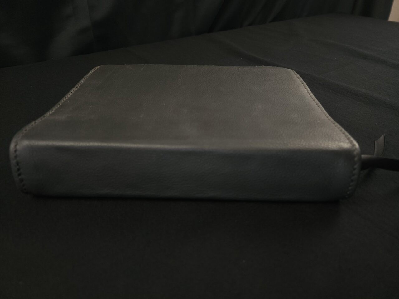 Interleaved Bible, Black Pebbled Cowhide Leather, Black Stitching, 2 Ribbons