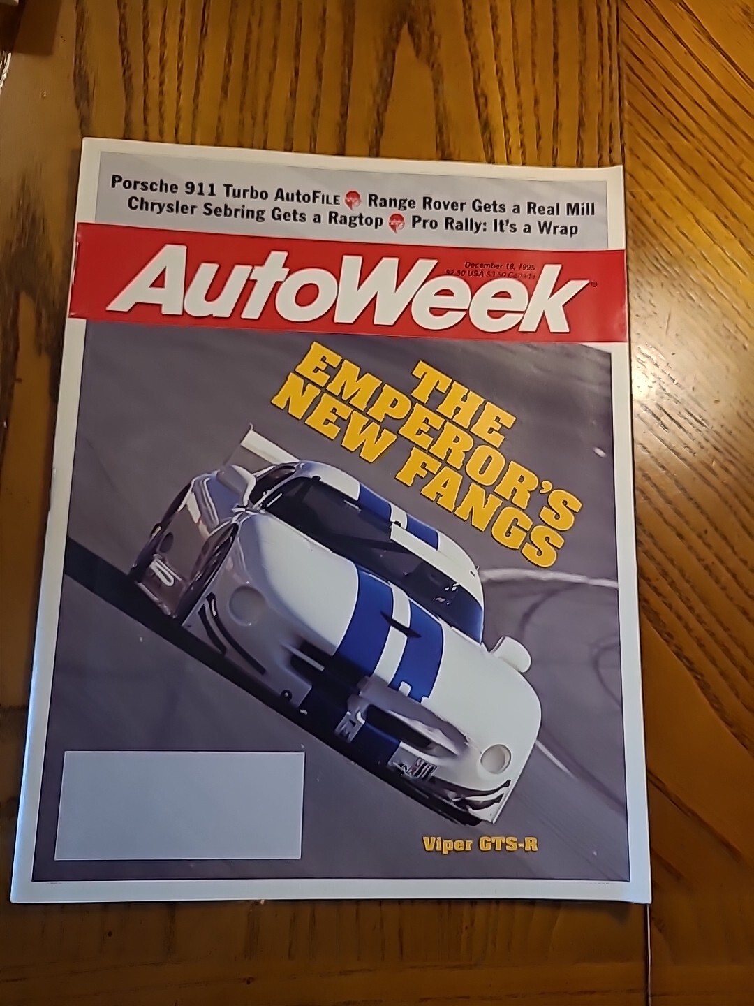 Autoweek Magazine DECEMBER 18, 1995 DODGE VIPER GTS-R THE EMPEROR’S NEW FANGS