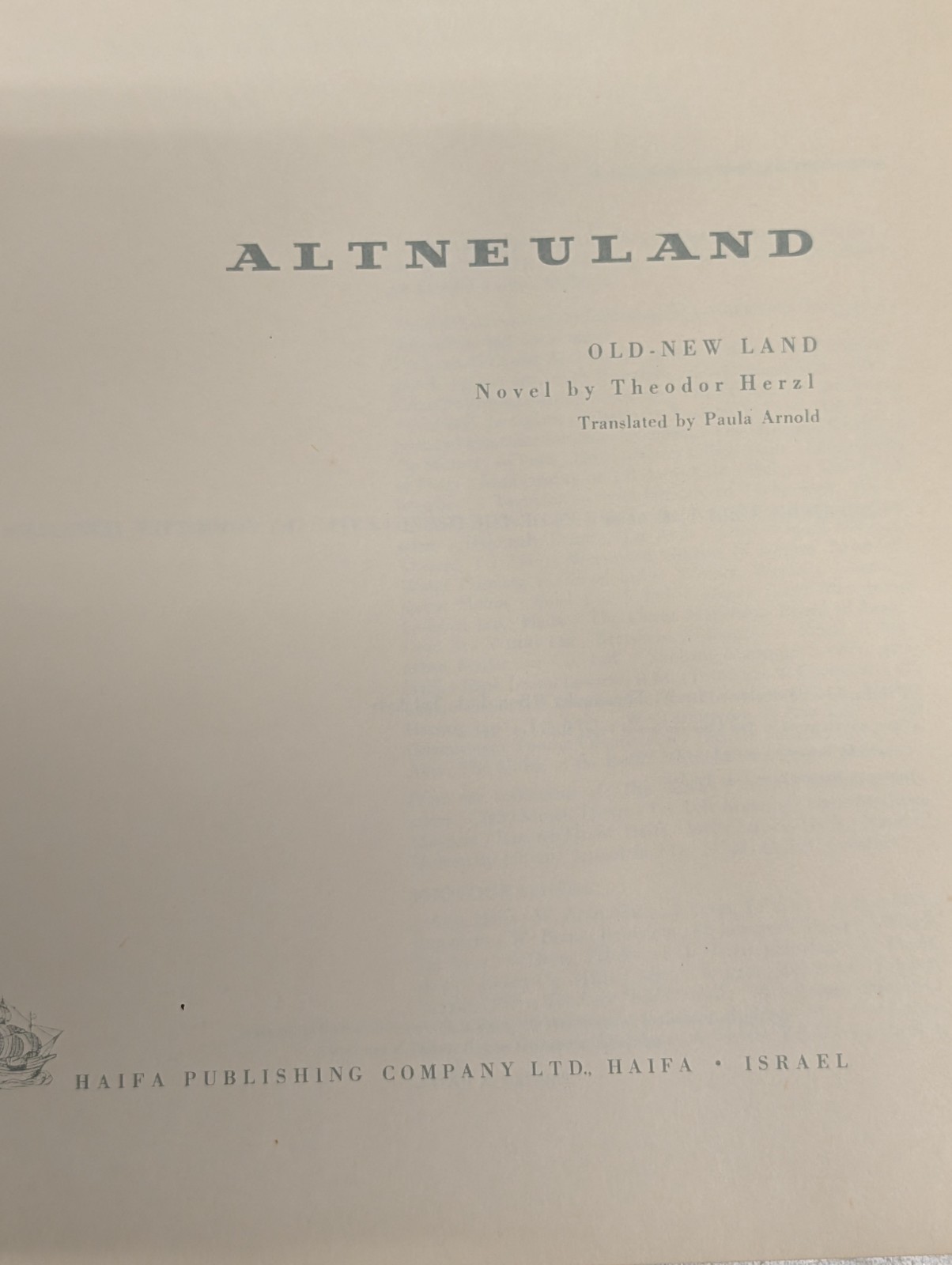 Altneuland Theodor Herzl Hardcover 1960 Haifa Illustrated DJ Signed Inscribed