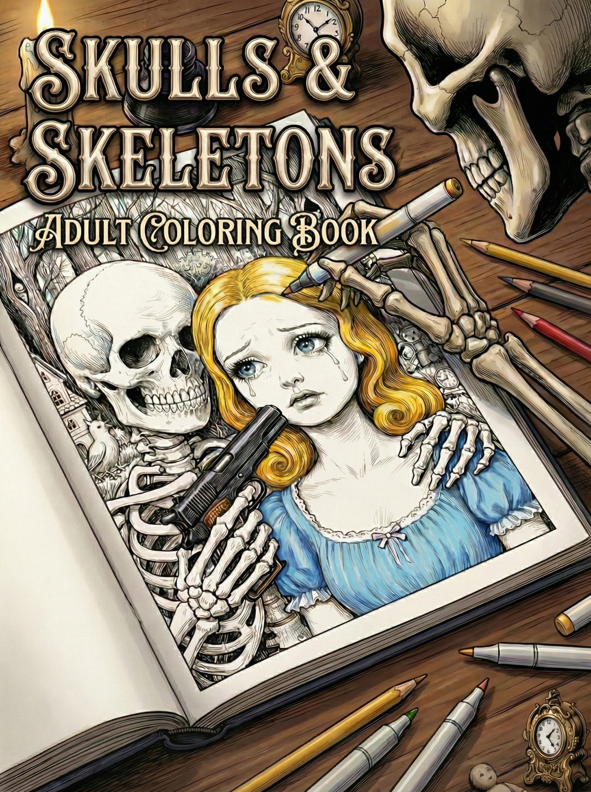 Skulls & Skeletons Adult Coloring Book