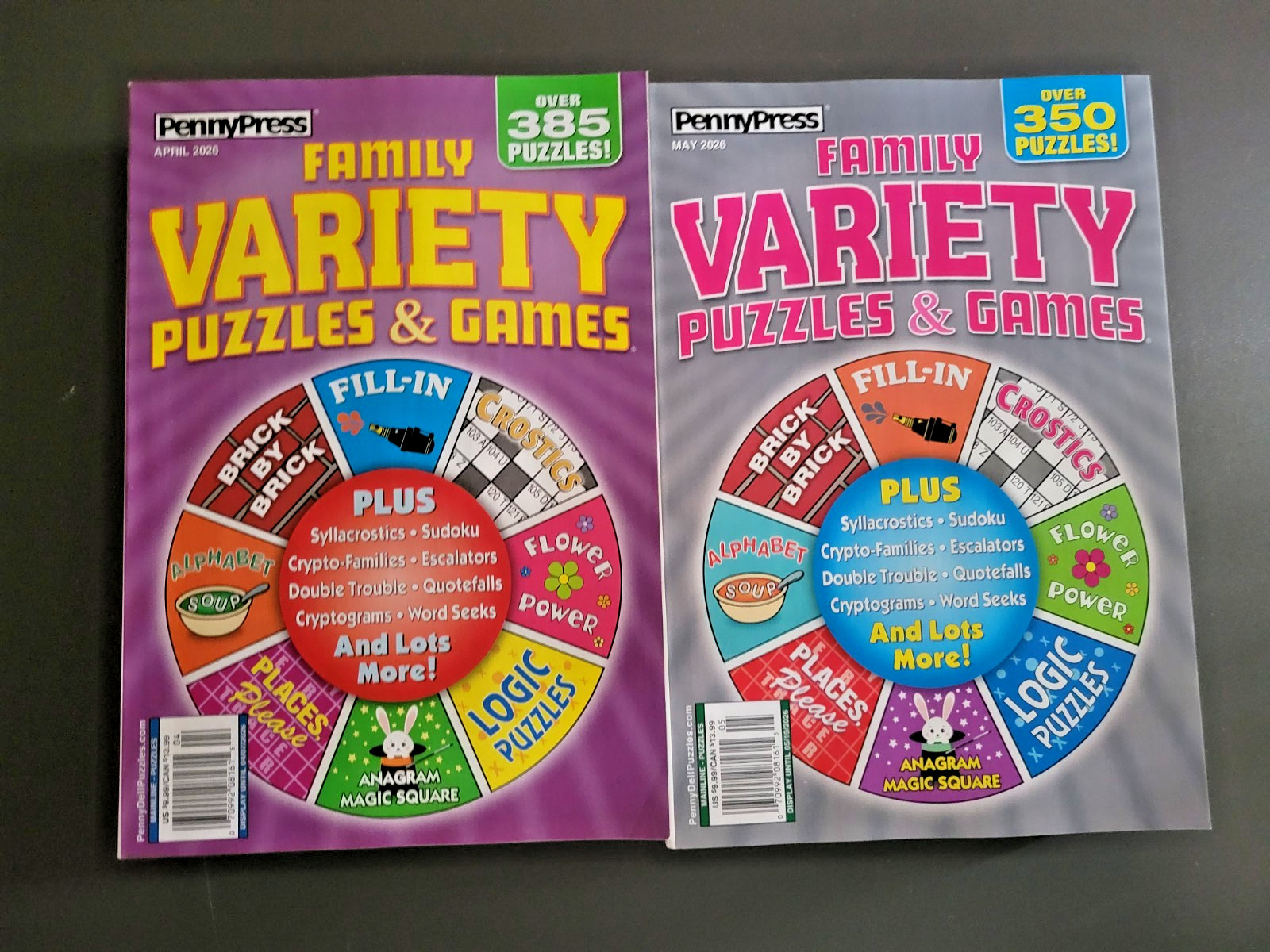 Lot of 2 Family Variety Puzzles & Games by Penny Press – Over 350 Puzzles Each!