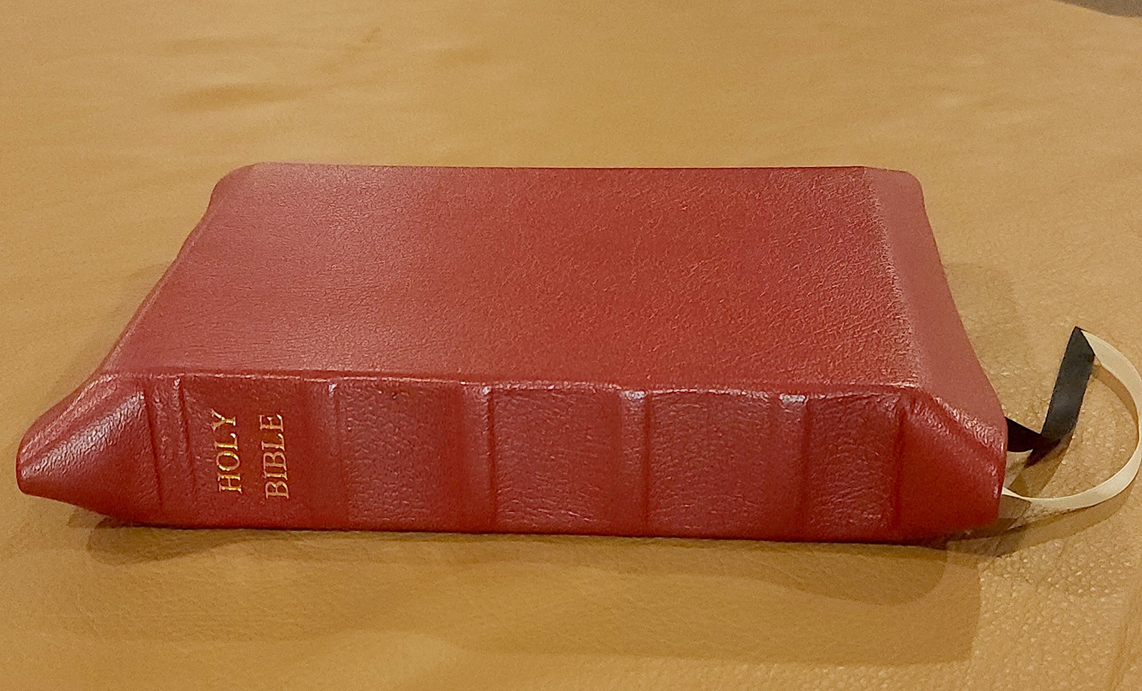 Interleaved Bible, Dark Red Pebbled Goatskin Leather, Dark Red Liner, 2 Ribbons