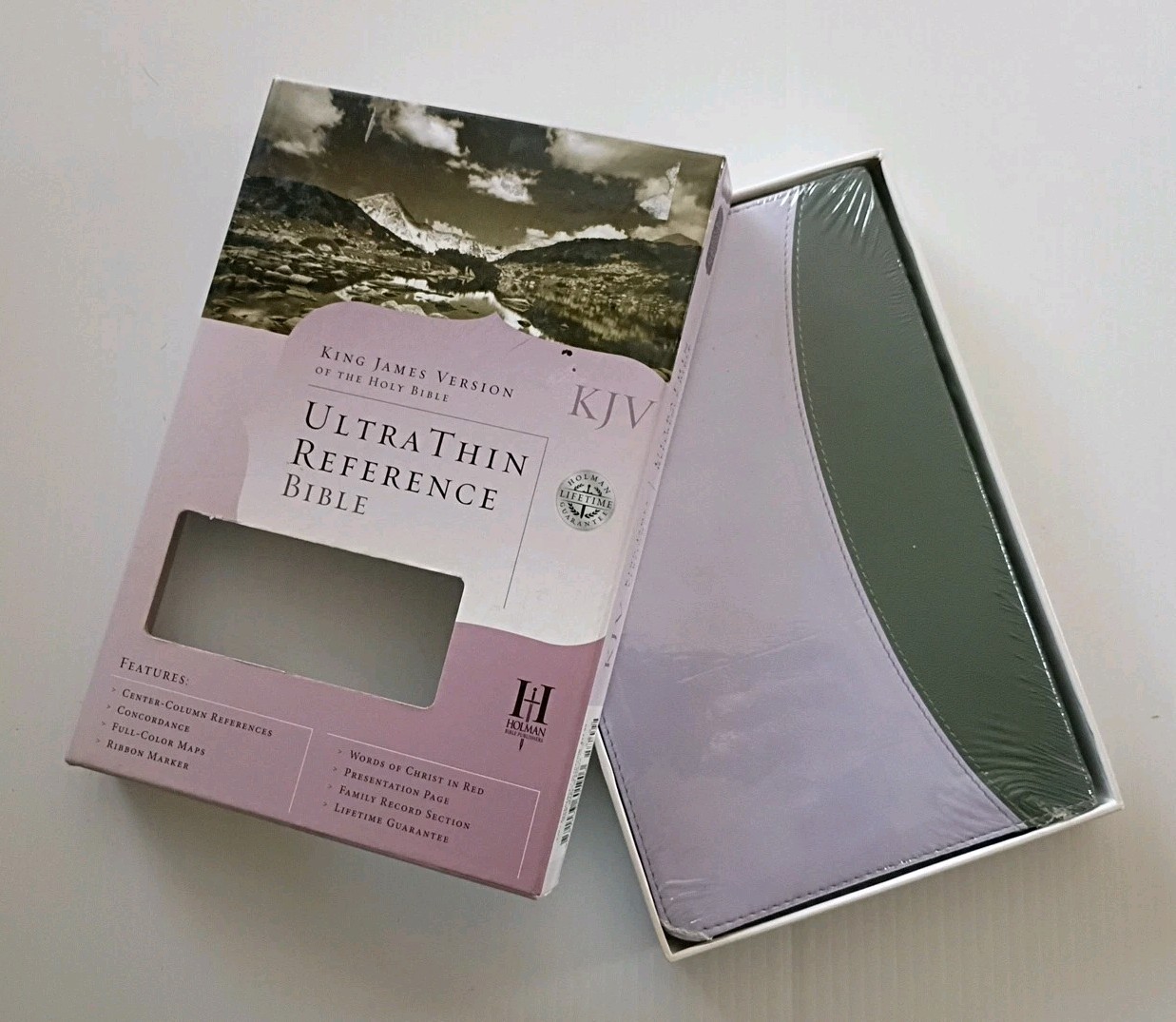 KJV ULTRATHIN REFERENCE BIBLE, GRAY/PERIWINKLE By Holman Bible Staff *BRAND NEW*
