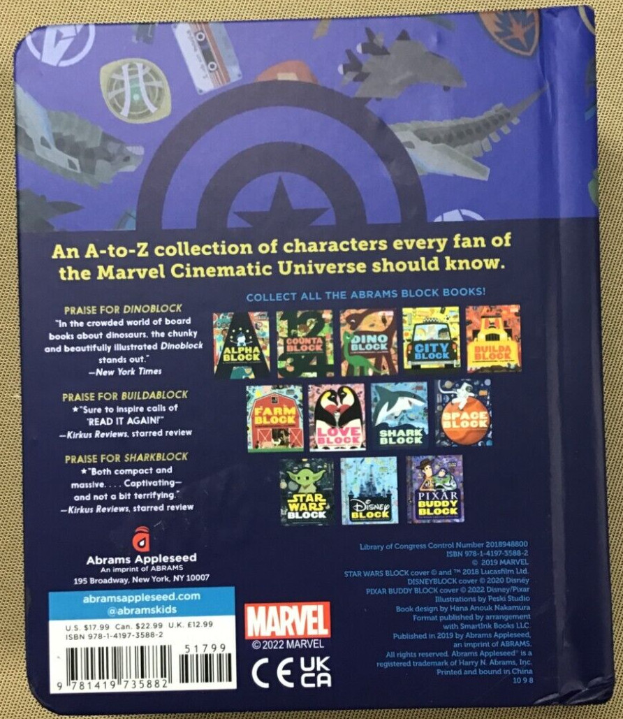Marvel Alphablock by Marvel Studios (Board Book) NEW 📖