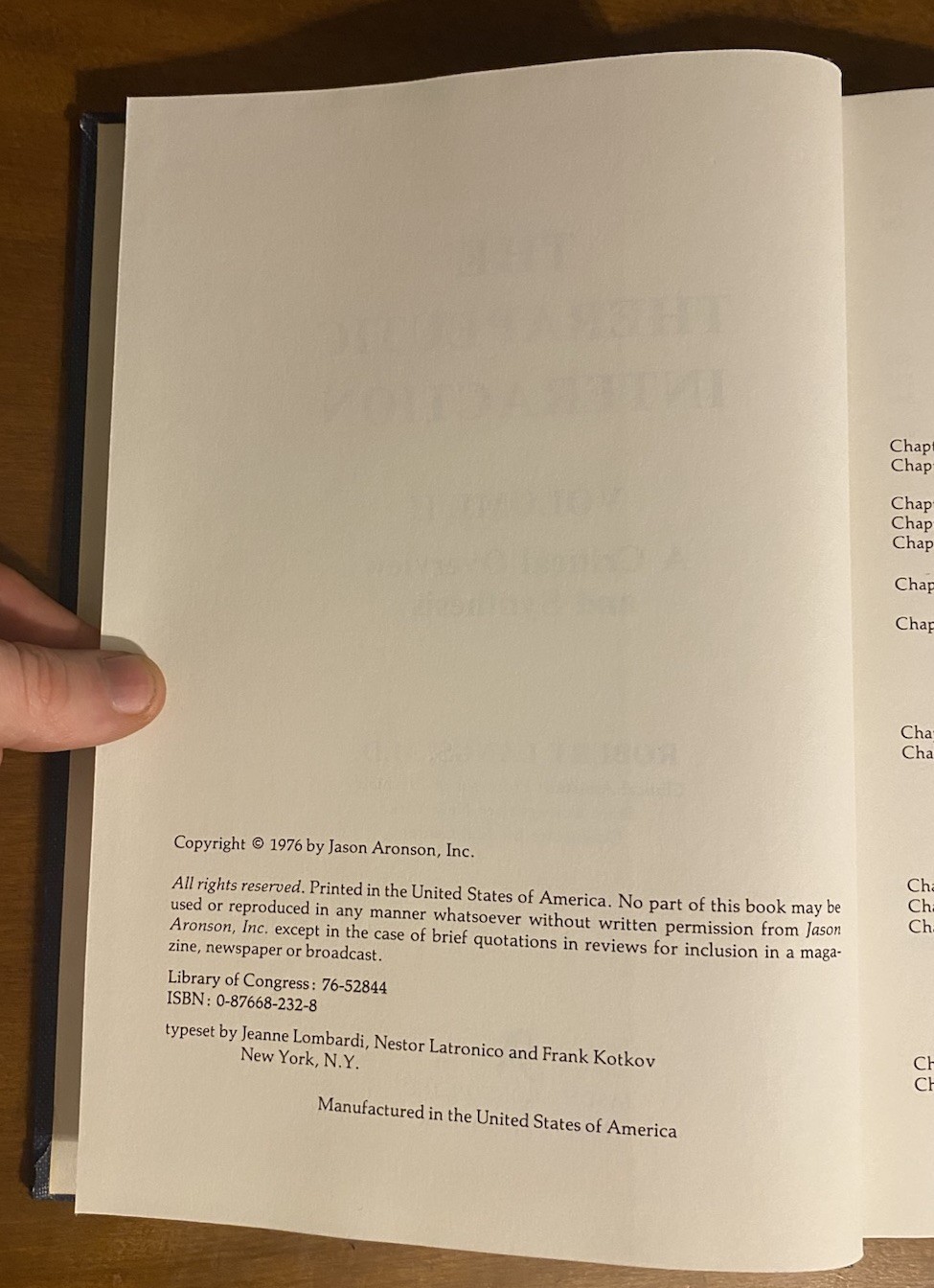The Therapeutic Interaction Volumes I & II Robert Langs 1976 HC