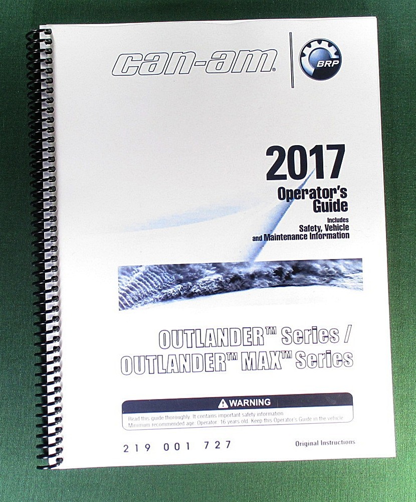 2017 Can-Am Outlander 850 Owner’s Manual: 212 Pages & Protective Covers!