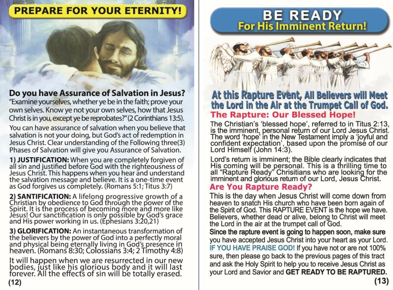 Gospel, Bible Tracts on THE RAPTURE, PK of 32 units in 2 Covers, 16 Pages Each