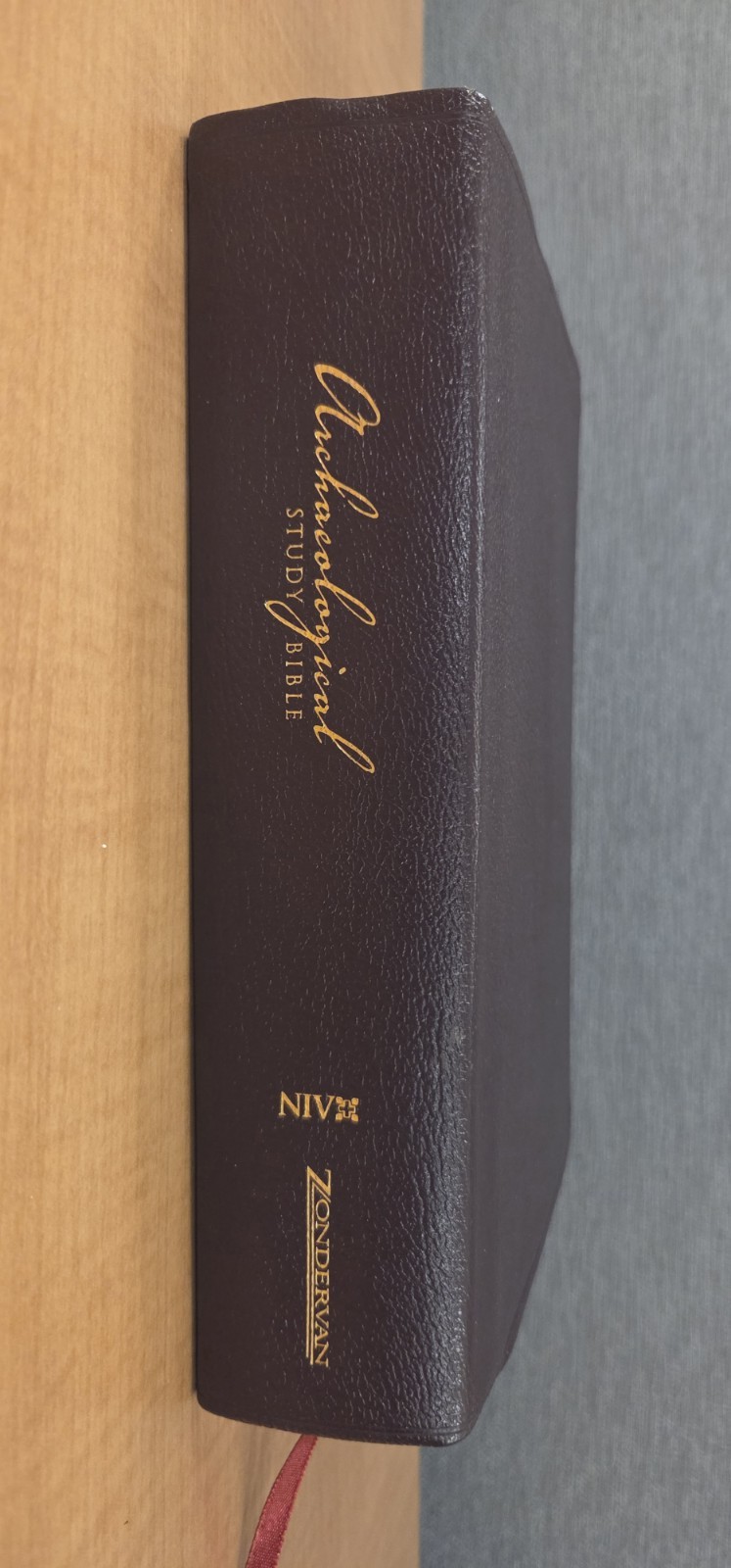 Zondervan NIV Archaeological Study Bible 2005 Bonded Leather Burgundy VG