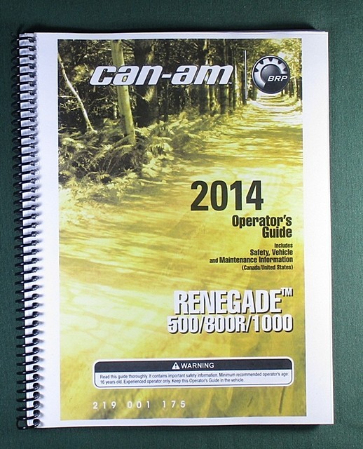 2014 Can-Am Renegade 500 Owner’s Manual: 152 Pages & Protective Covers