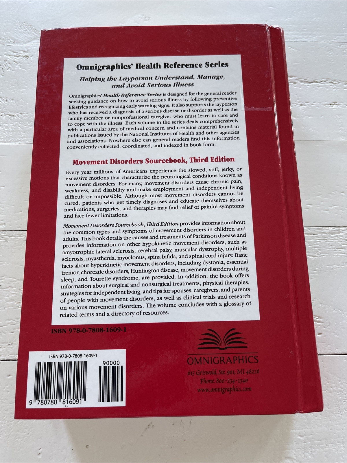 Movement Disorders Sourcebook Third Edition Health Reference Series HC