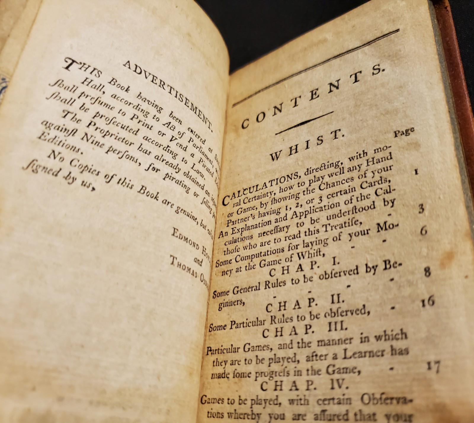 1700’s RARE BOOK Mr. Hoyle’s Games of Whist, Quadrille, Piquet Chess Back-Gammon