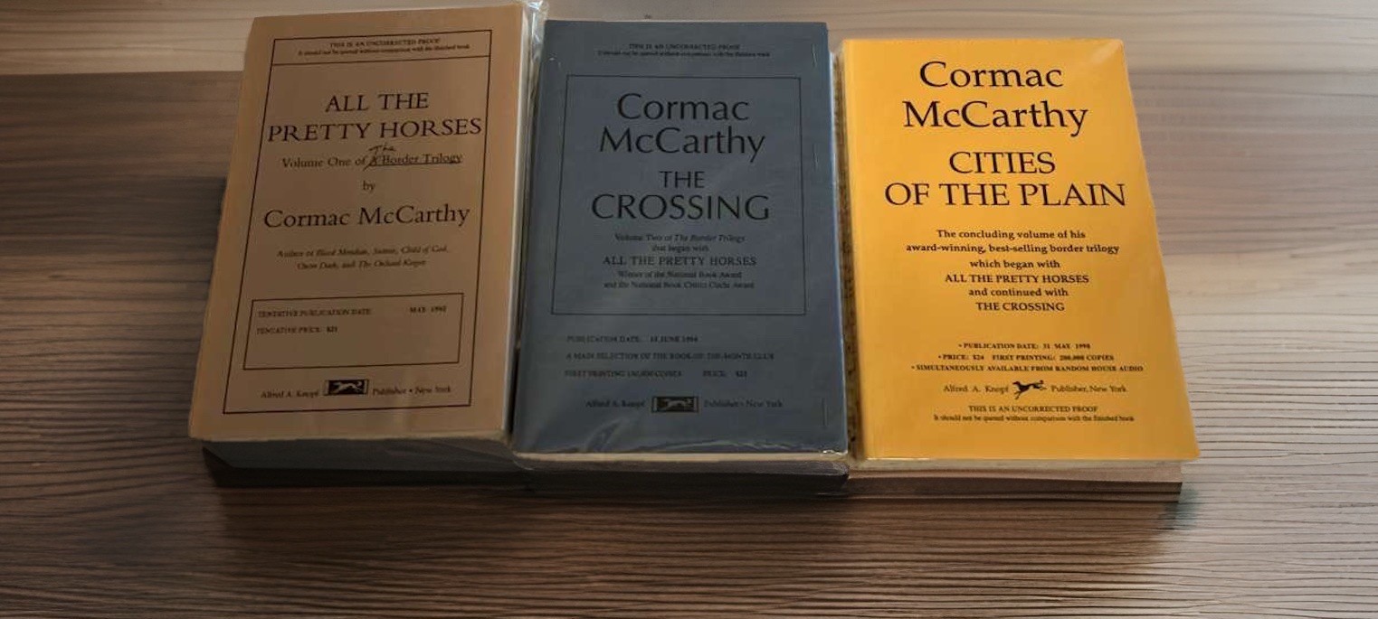 RARE Cormac McCarthy Border Trilogy ARC Complete Set Advanced Reading Copy VG+