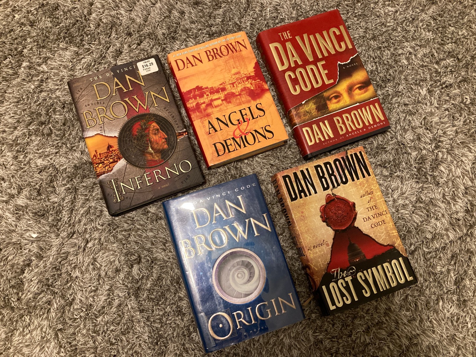 ✨ Complete Set / Lot of 5 HARDCOVER Robert Langdon Series / Books by Dan Brown