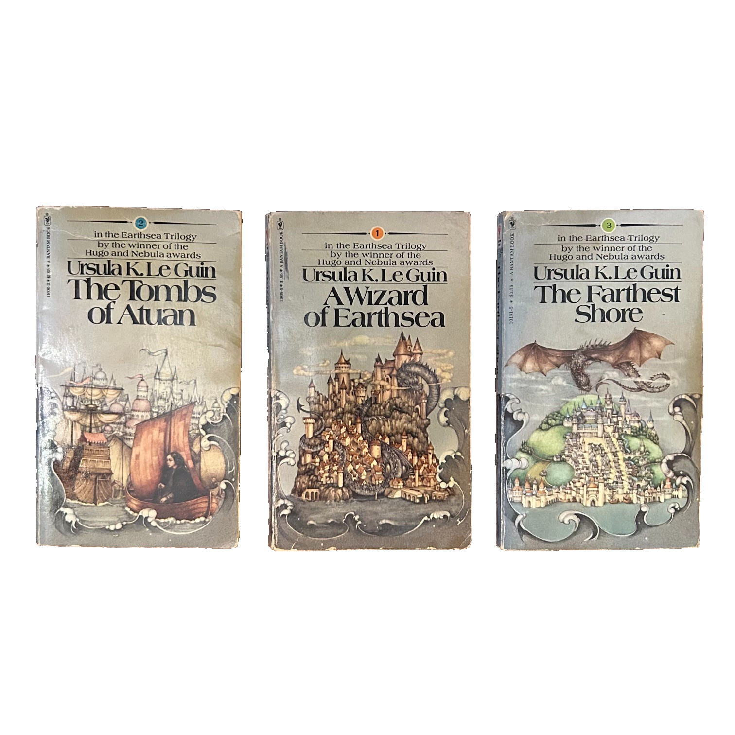 The Earthsea Trilogy by Ursula K Le Guin Paperback Books Bantam Editions 1970s