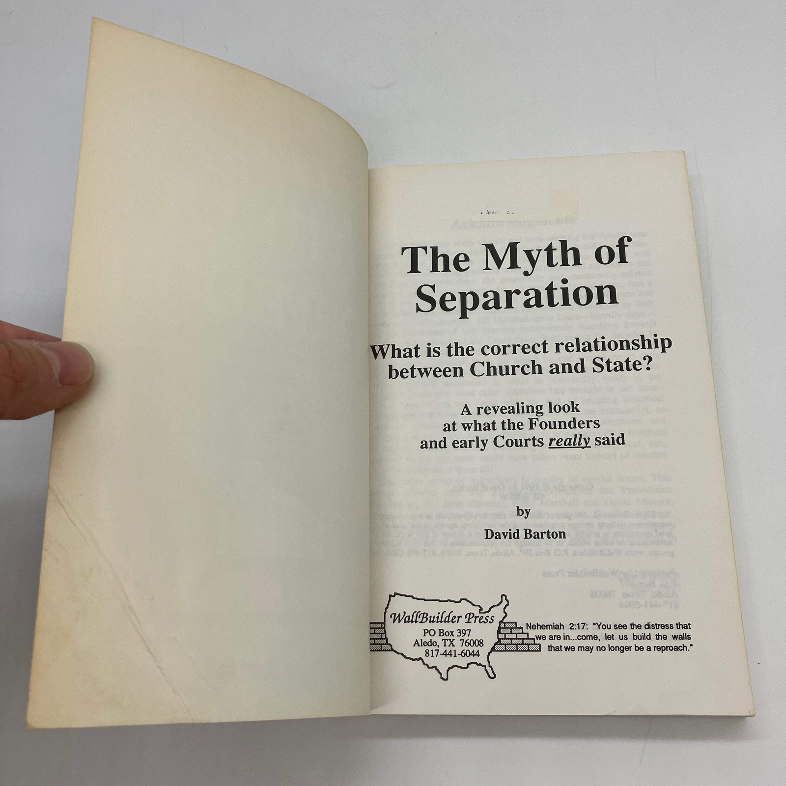 The Myth of Separation: Church and State (1991) David Barton History PB Good