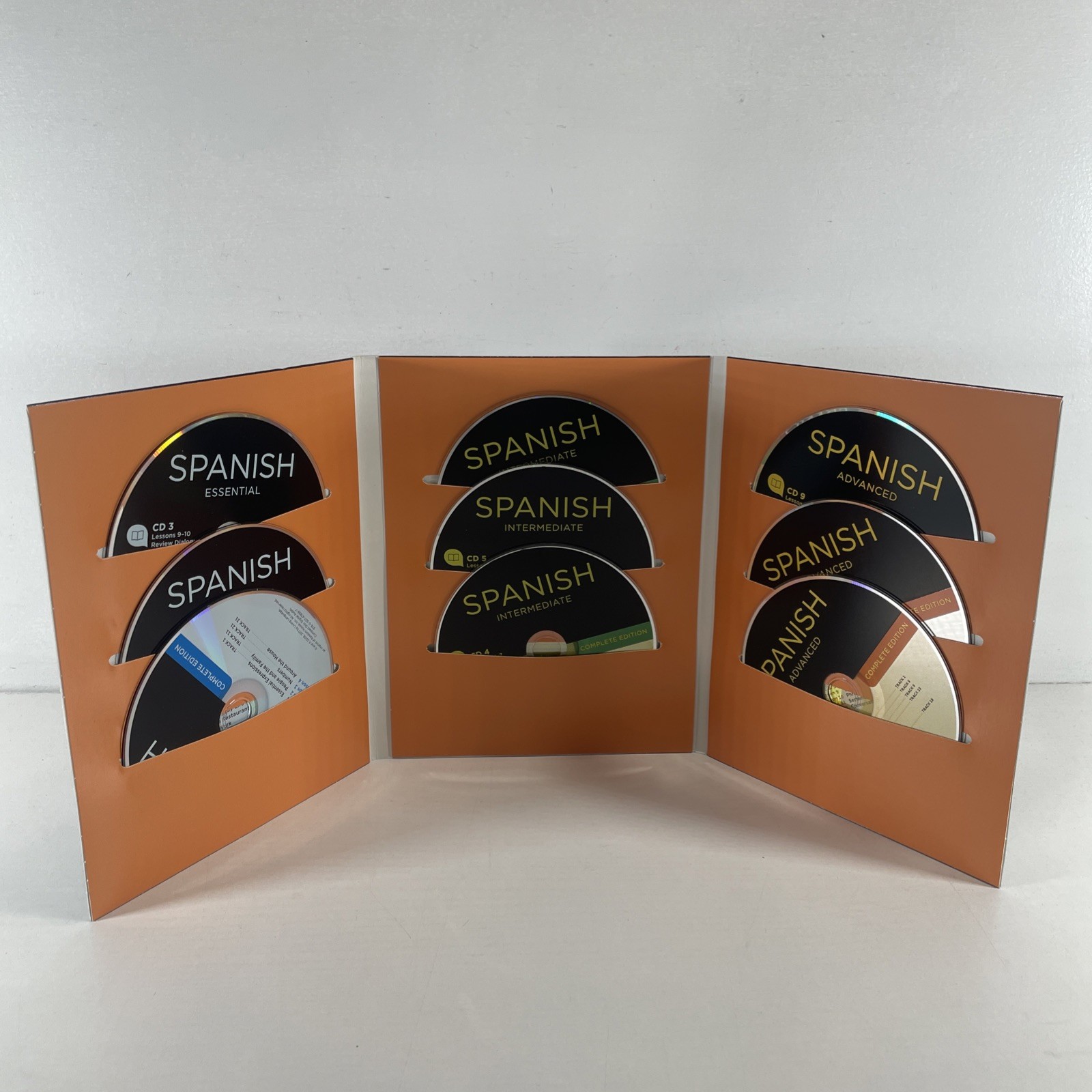 LIVING LANGUAGE Essential, Intermediate & Advanced Spanish w/notebook & Audio Cd