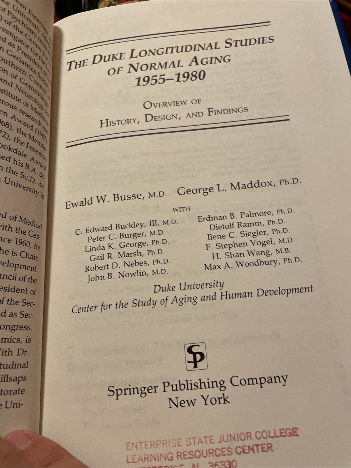 The Duke Longitudinal Studies Of Normal Aging 1955-1980: By Ewald W. Busse