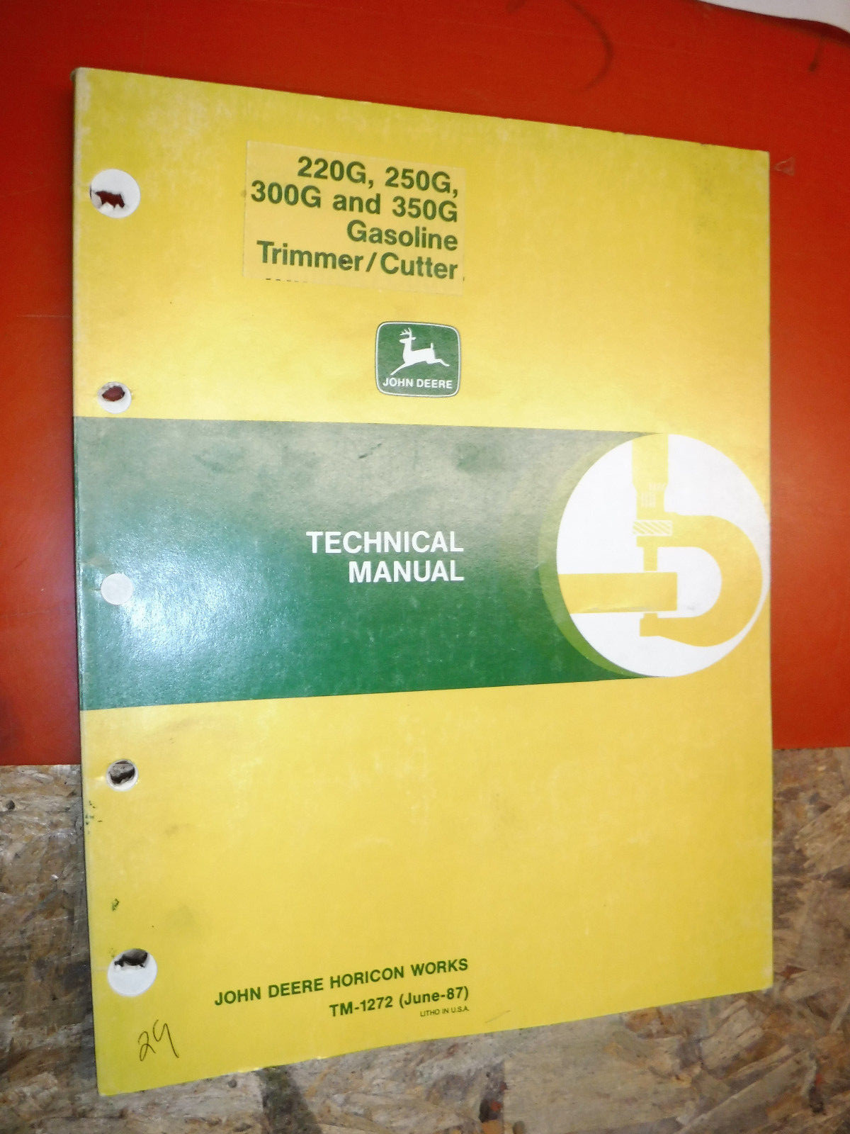 JOHN DEERE 220G 250G 300G 350G GAS TRIMMER CUTTER FACTORY TECHNICAL MANUAL