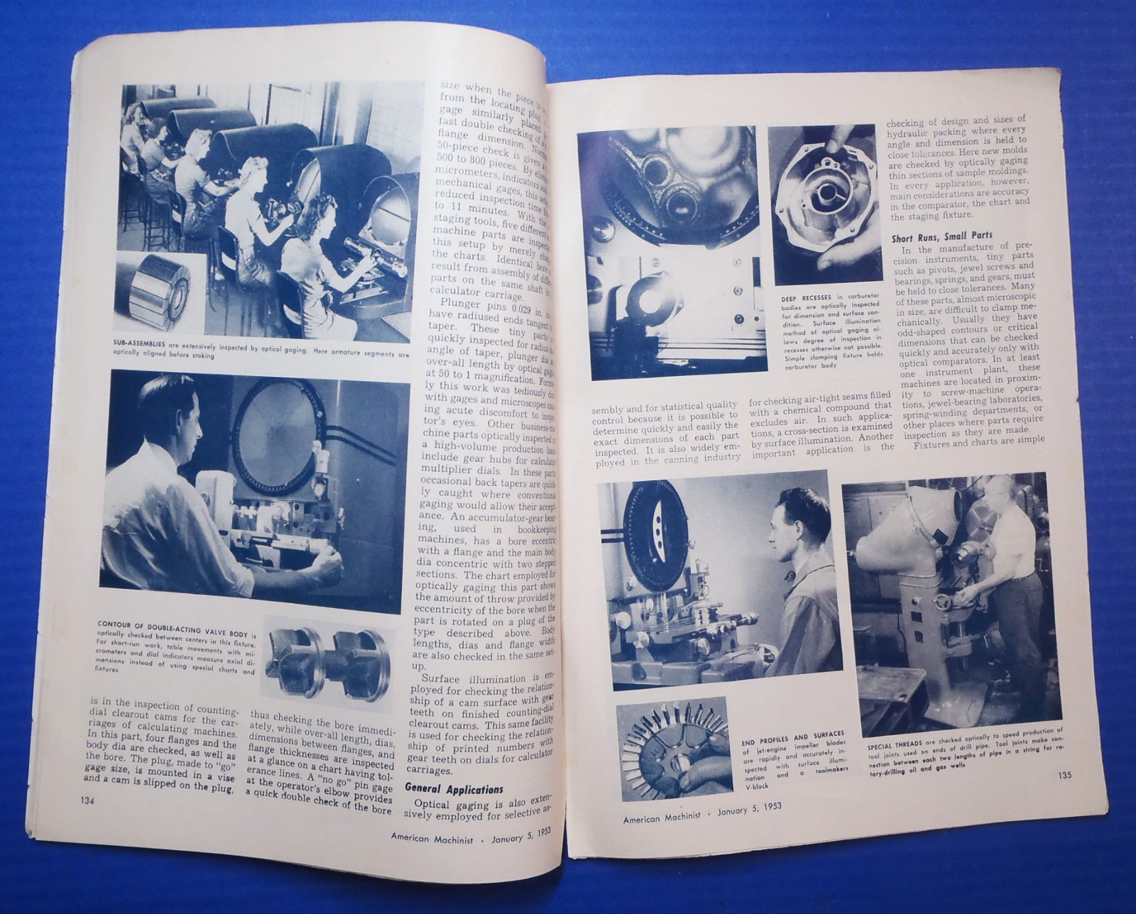 Optical Gaging Metal Working Report VTG reprint from 1953 American Machinist zp1