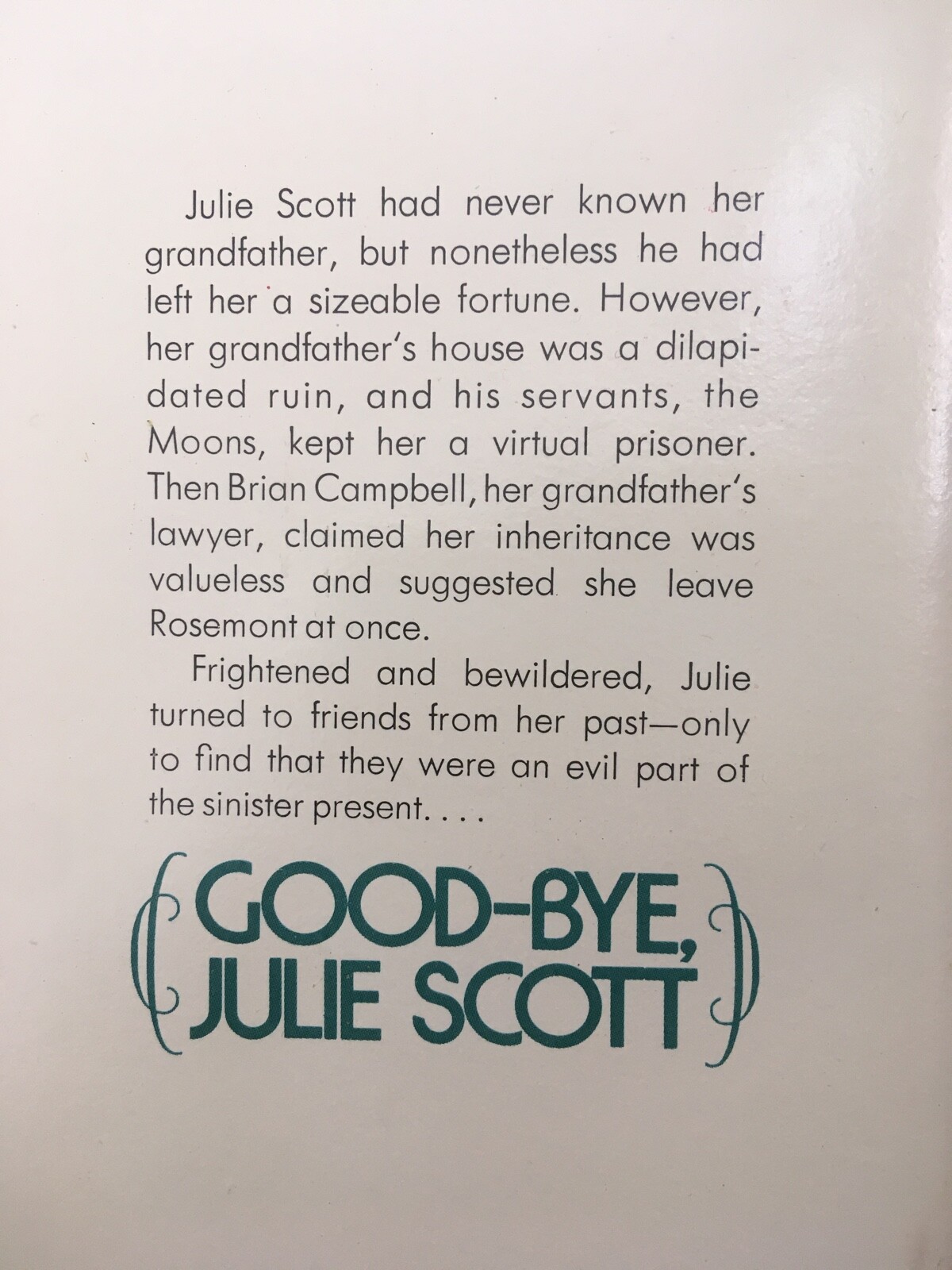 Good-bye, Julie Scott