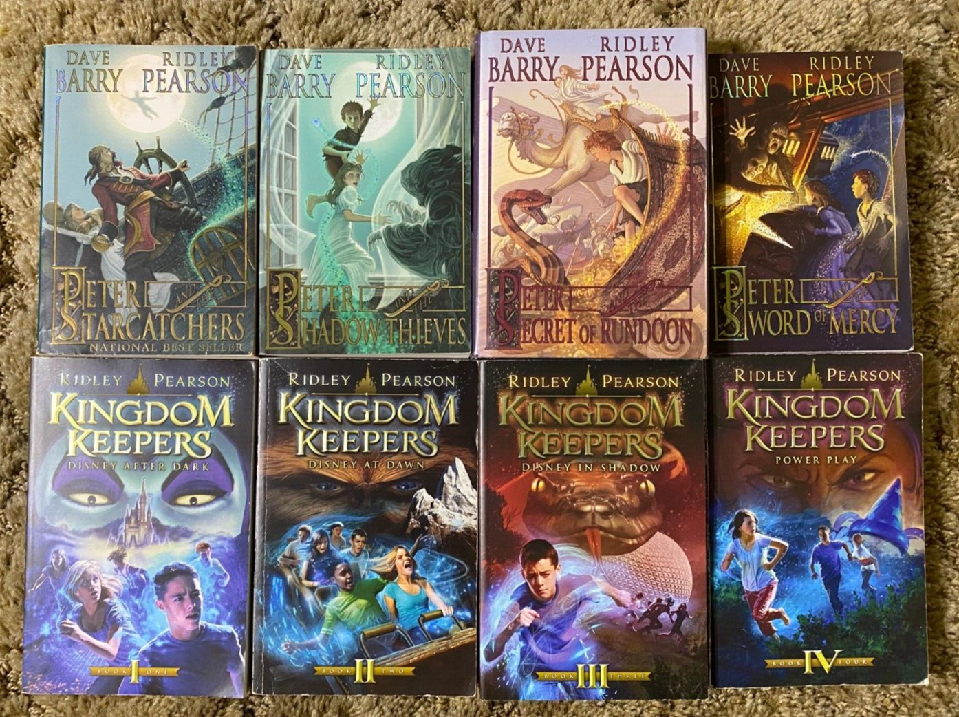 9 BOOK LOT RIDLEY PEARSON 2 HC 7 PB PETER & STARCATCHERS 1-4 KINGDOM KEEPERS 1-4