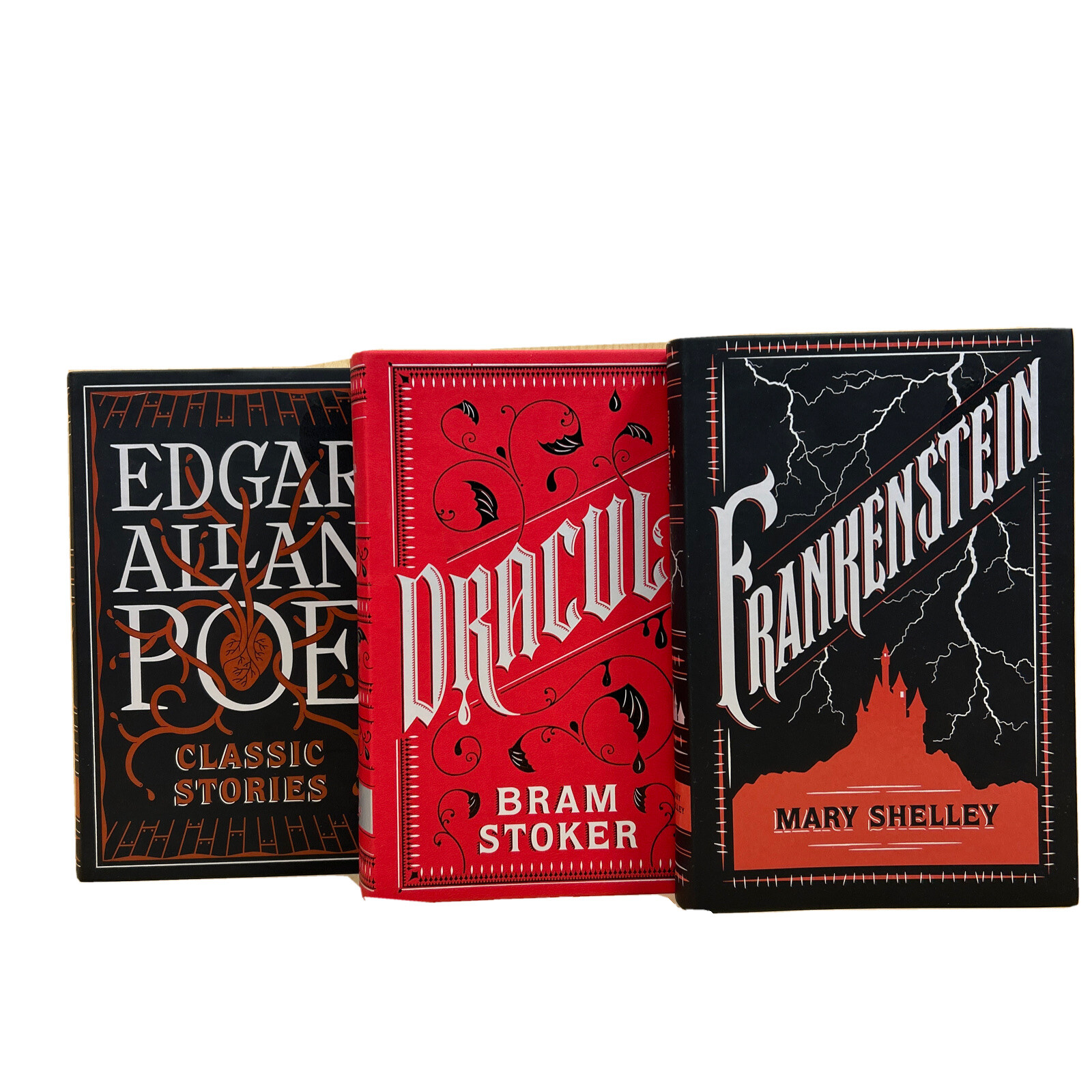 ❤️3 HORROR CLASSICS Dracula, Frankenstein, Edgar Allen Poe, FlexiBound BRAND NEW