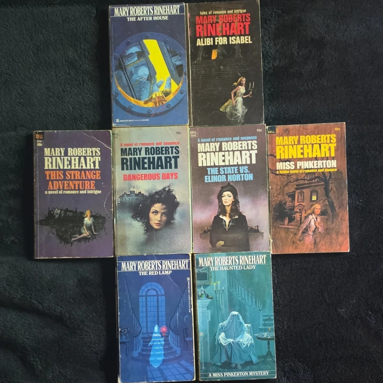 Lot of 8 Vintage Mary Roberts Rinehart Dell Paperback Gothic Mystery Books 60/70