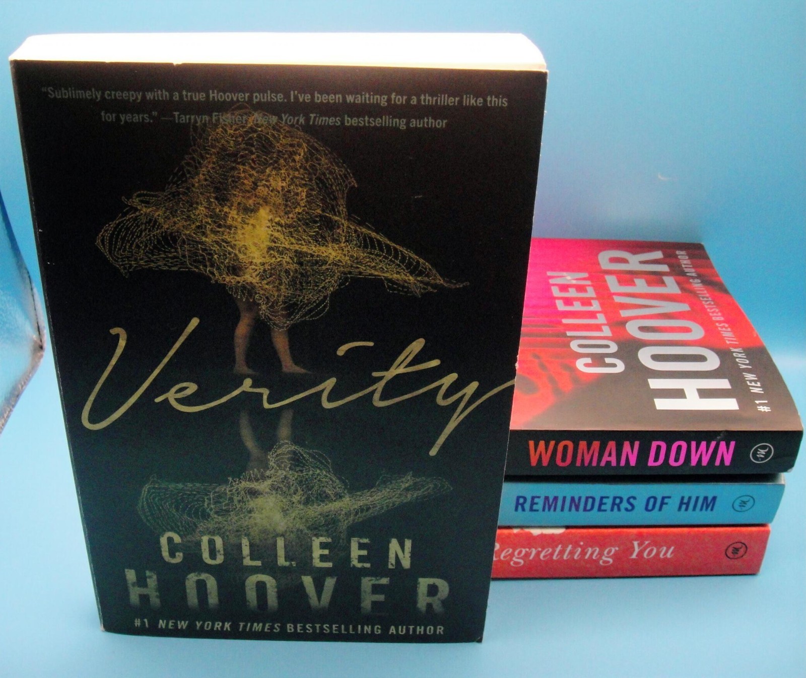 4 COLLEEN HOOVER Paperback Lot WOMAN DOWN Reminders of Him REGRETTING YOU Verity