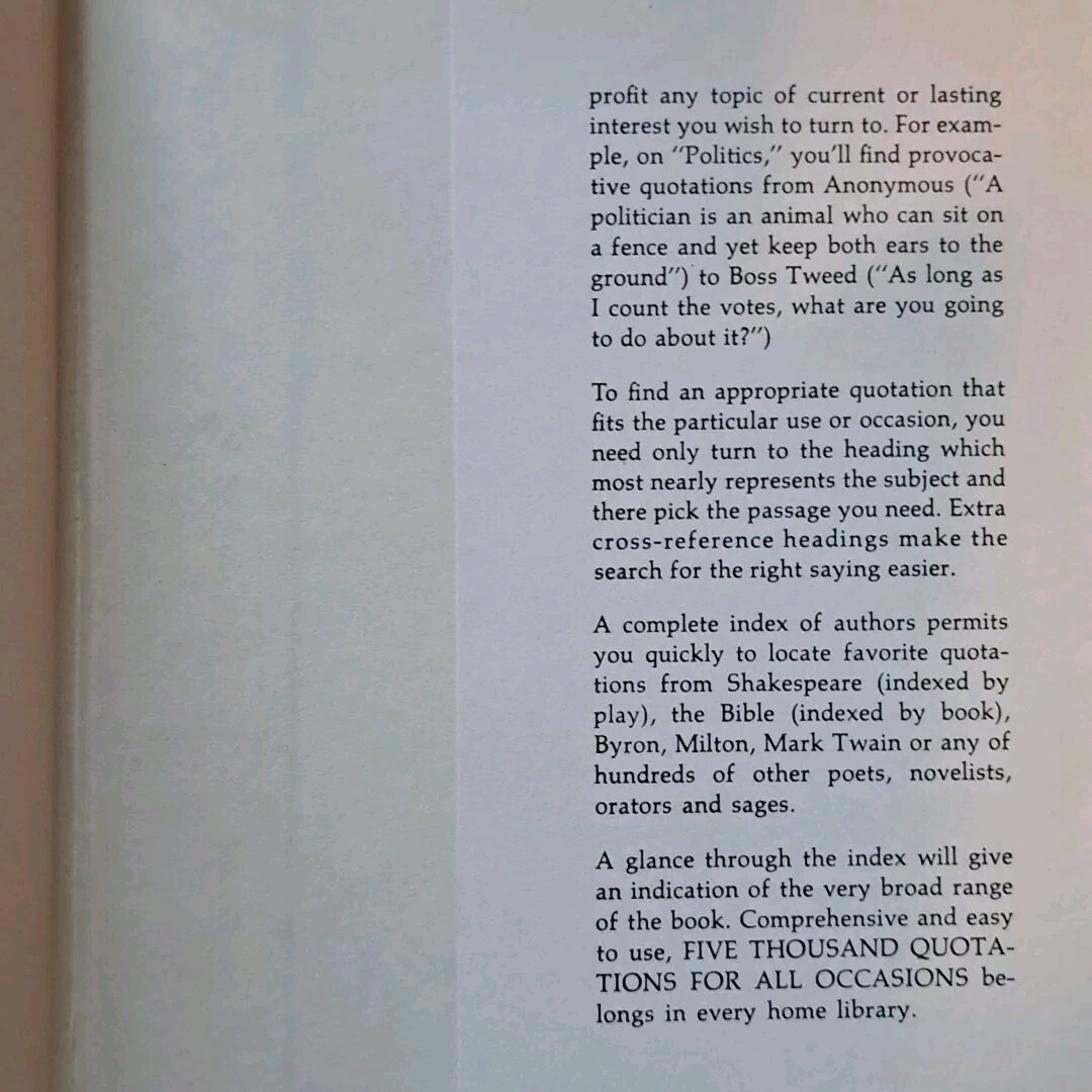 Five Thousand Quotations for All Occasions Henry Doubleday 1945 HC DJ 346 Page