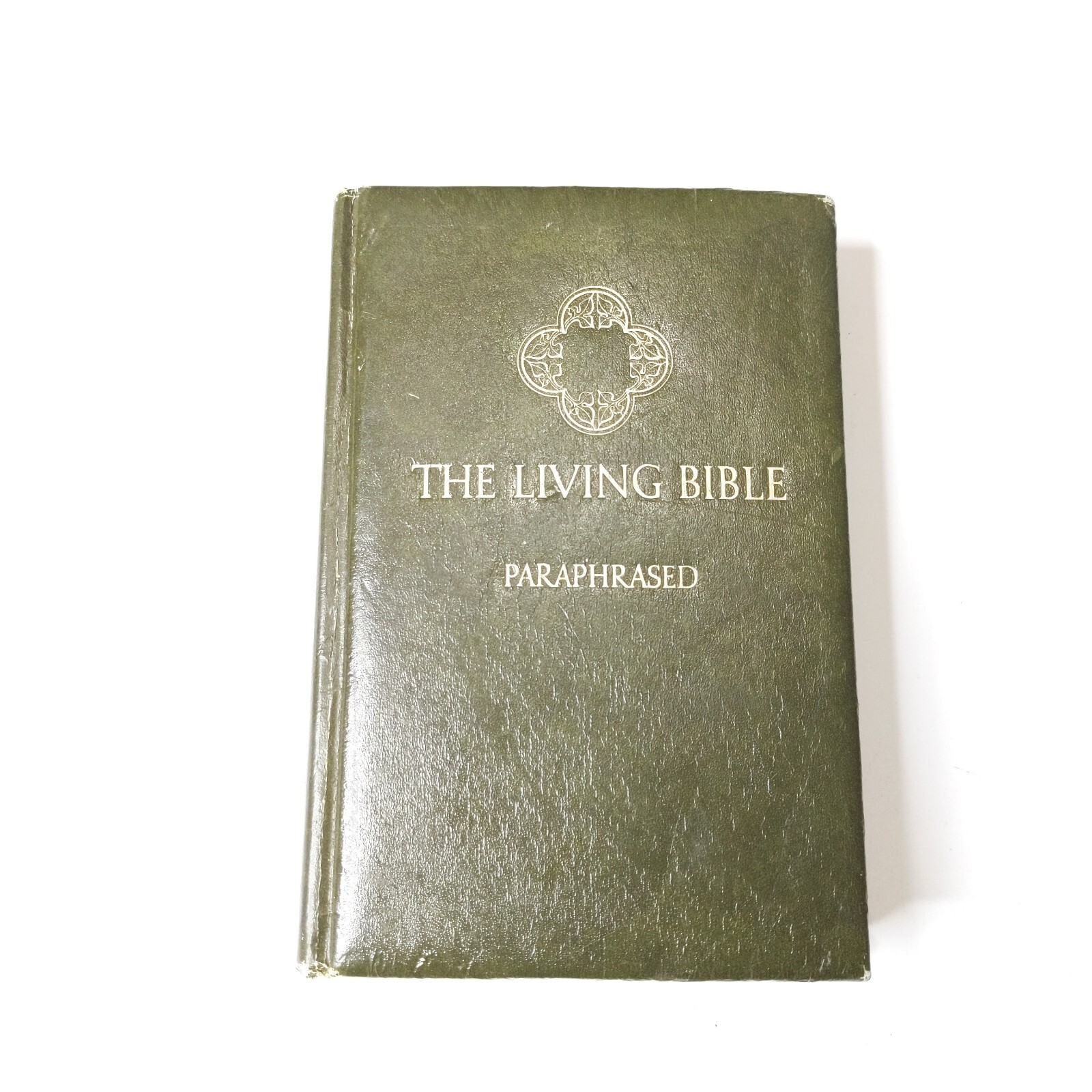 1972 The Living Bible Paraphrased Tyndale House Green Leatherette Padded HC