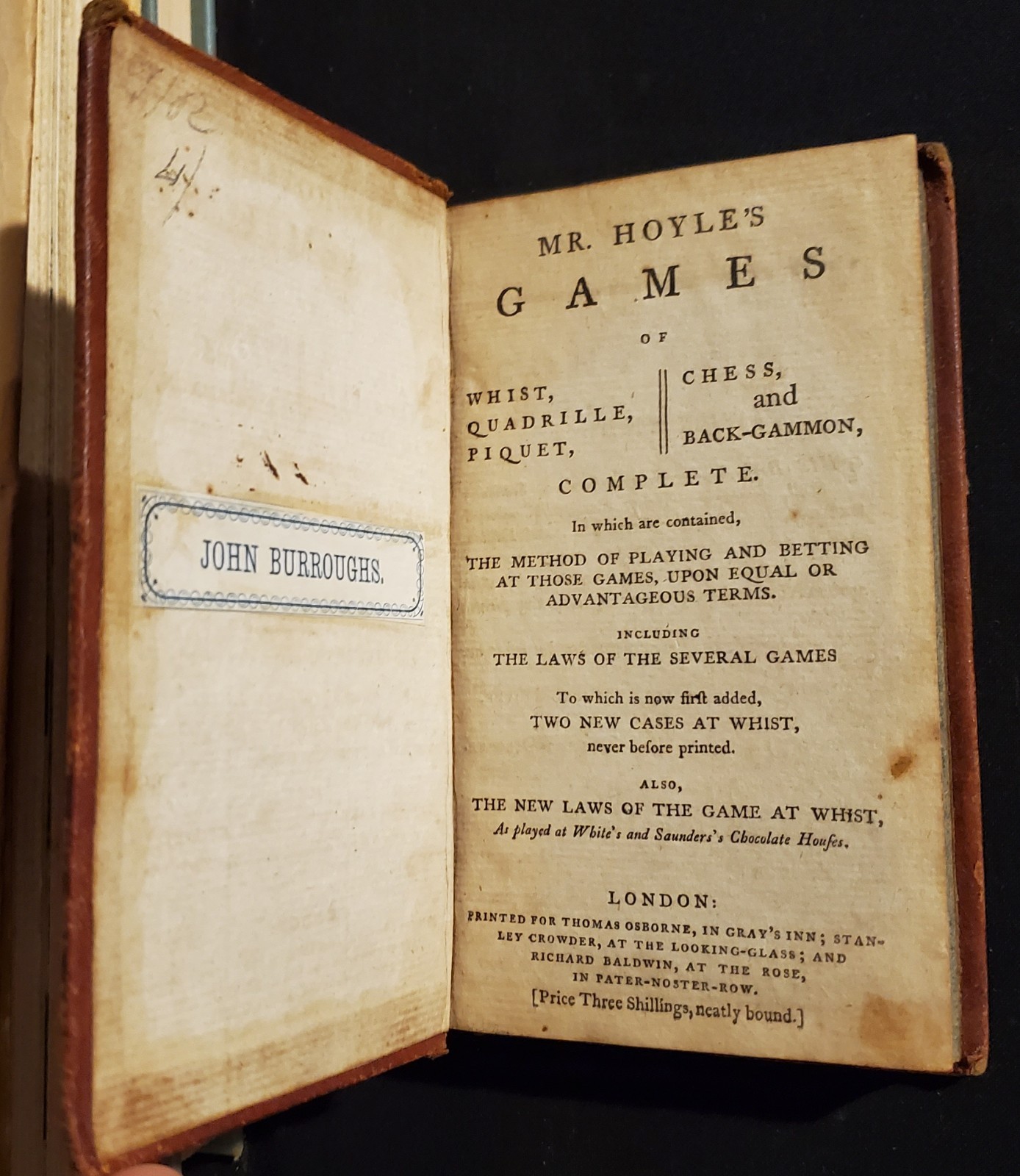 1700’s RARE BOOK Mr. Hoyle’s Games of Whist, Quadrille, Piquet Chess Back-Gammon