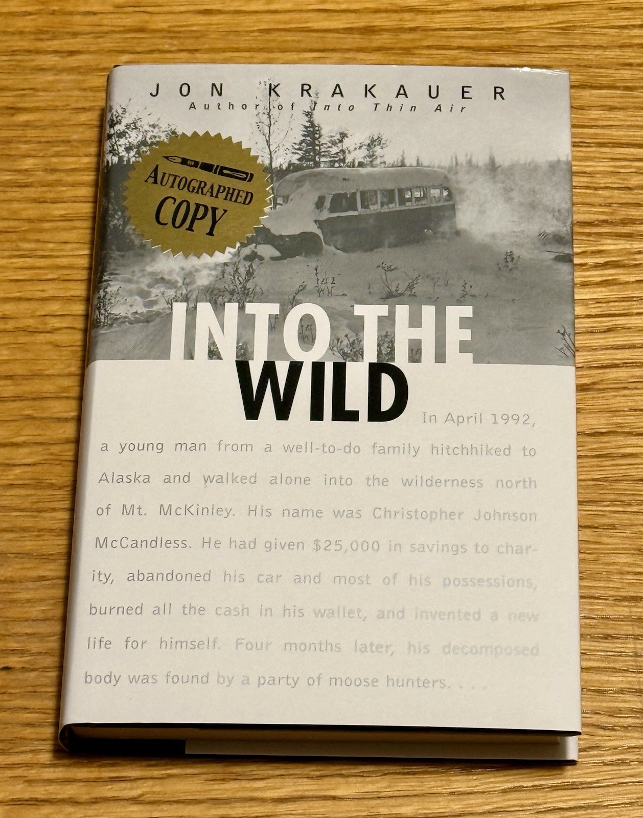 SIGNED Into The Wild – HARDCOVER BOOK by Jon Krakauer BRAND NEW