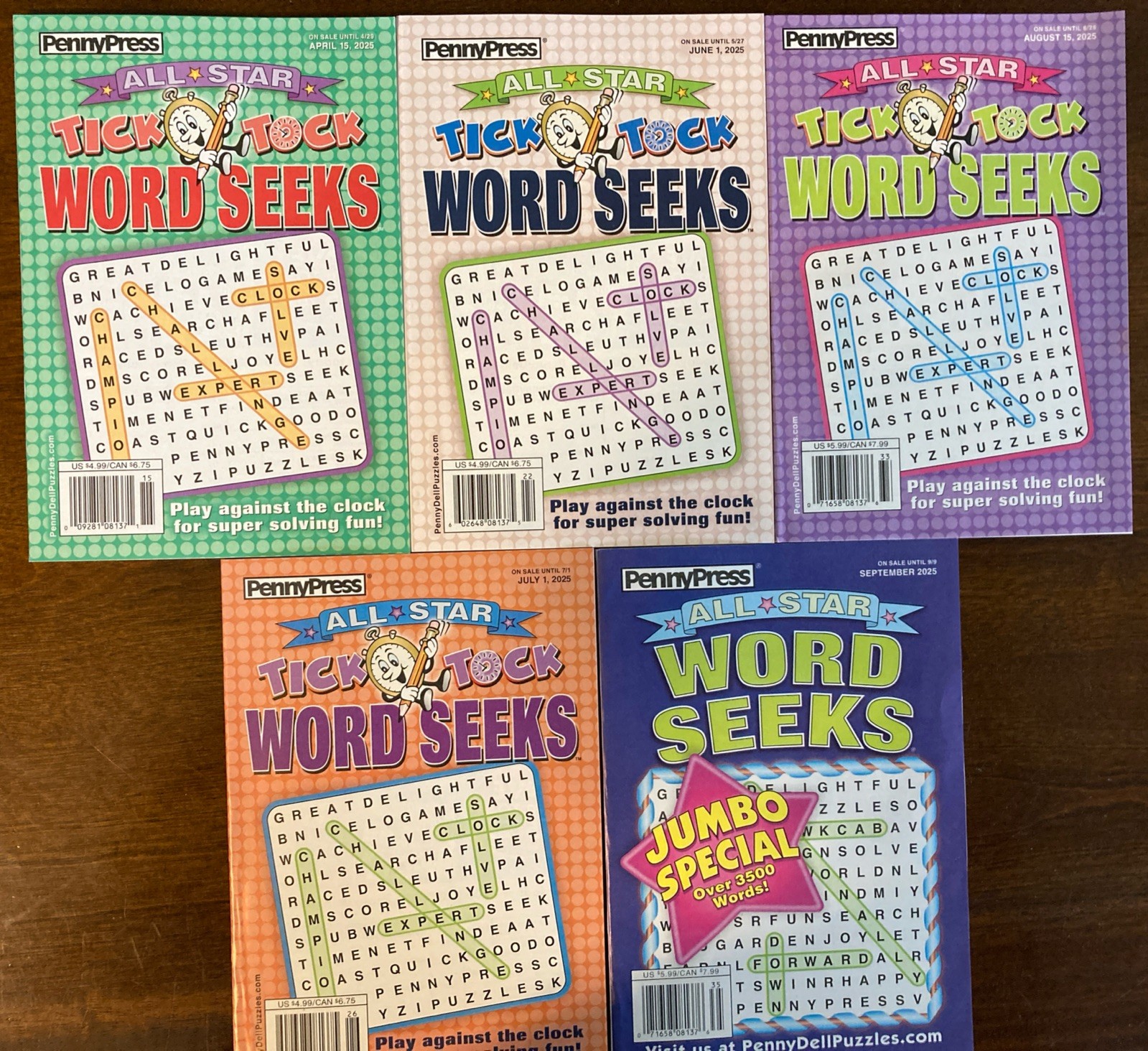 Lot of 5 Dell Penny Press Word Seek Puzzle Books Favorite All Star Finest C44