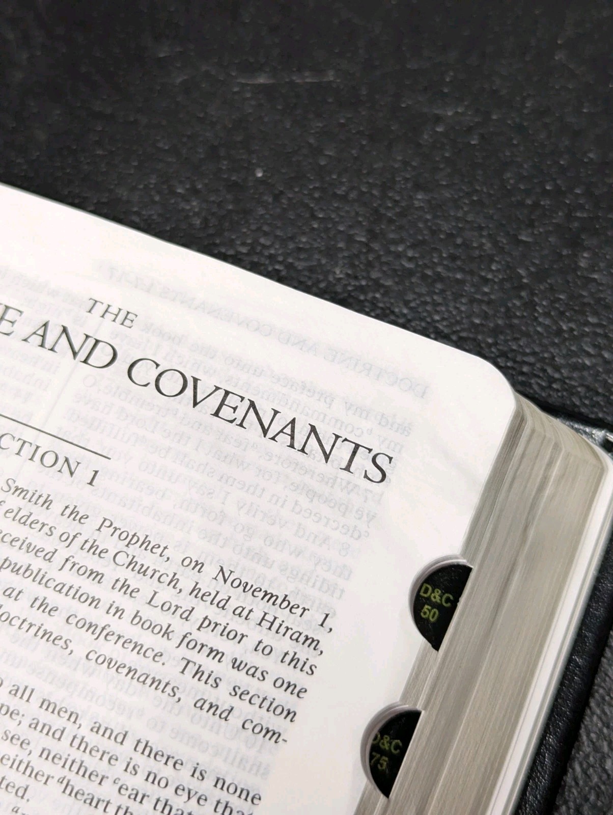 LDS Black QUAD Leather? 7.5″x5.5″ Scriptures Bible Book Of Mormon D&C PoGP