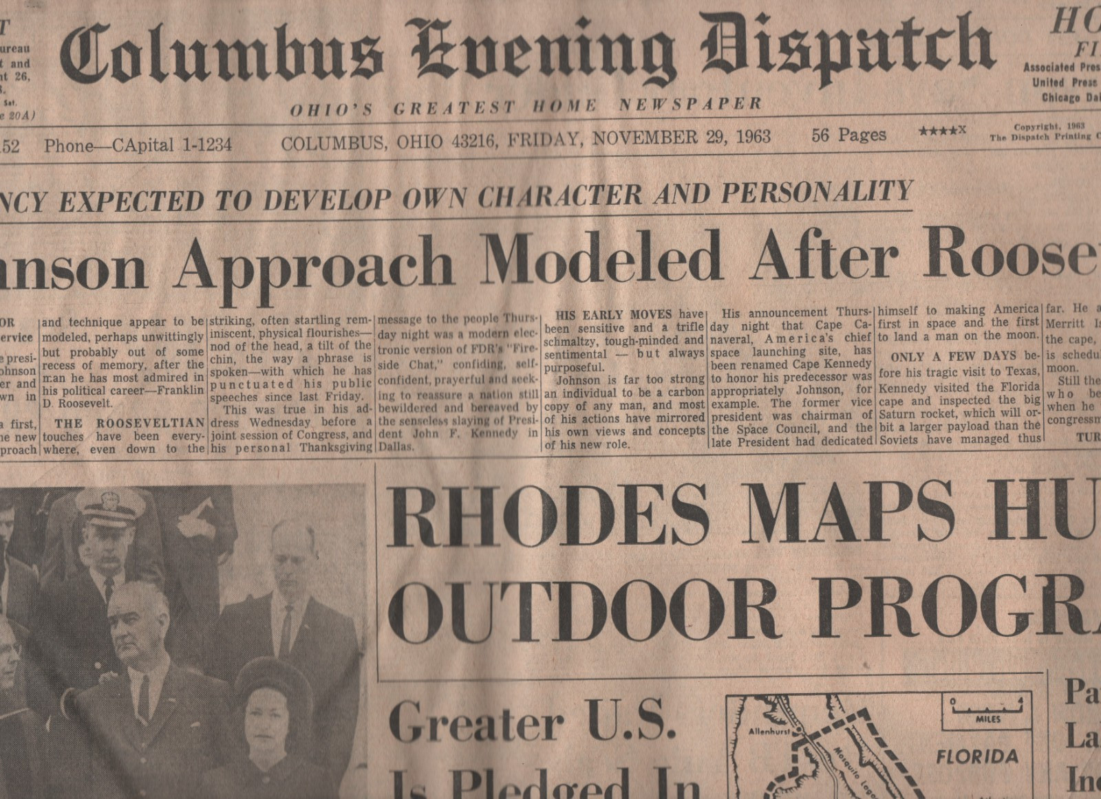 Columbus Evening Dispatch Nov 29, 1963 Johnson Pledge Great America 56 pages ill