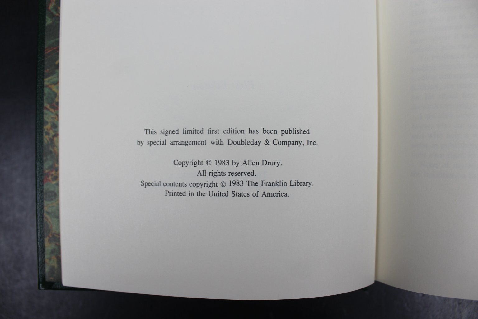 Decision Allen Drury 1983 Limited First Edition Leather Bound Franklin SIGNED VG