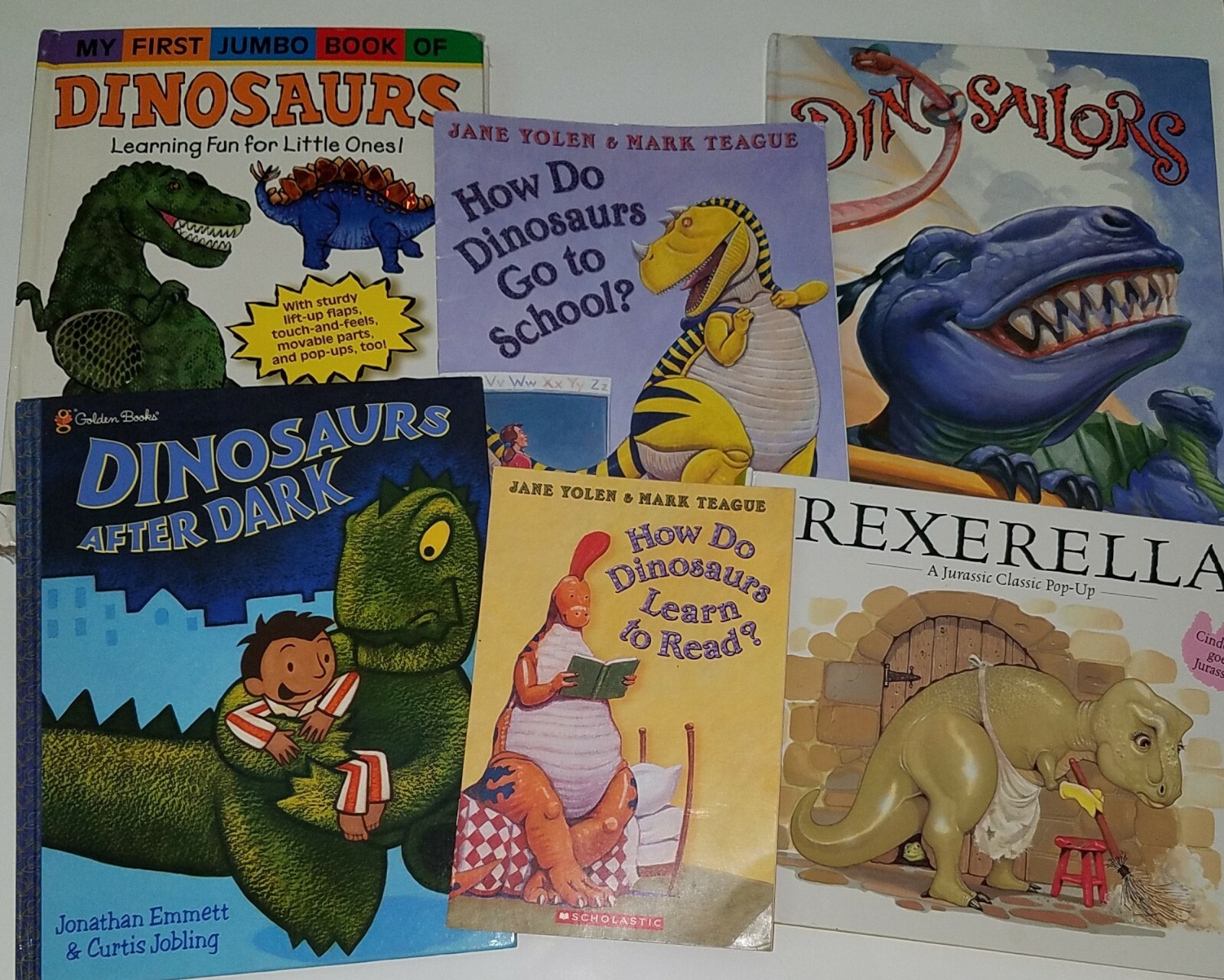 6 Dinosaur Book Lot How Do Jane Yolen Dinosailors Dark Rexerella Pop-Up HBK PBK