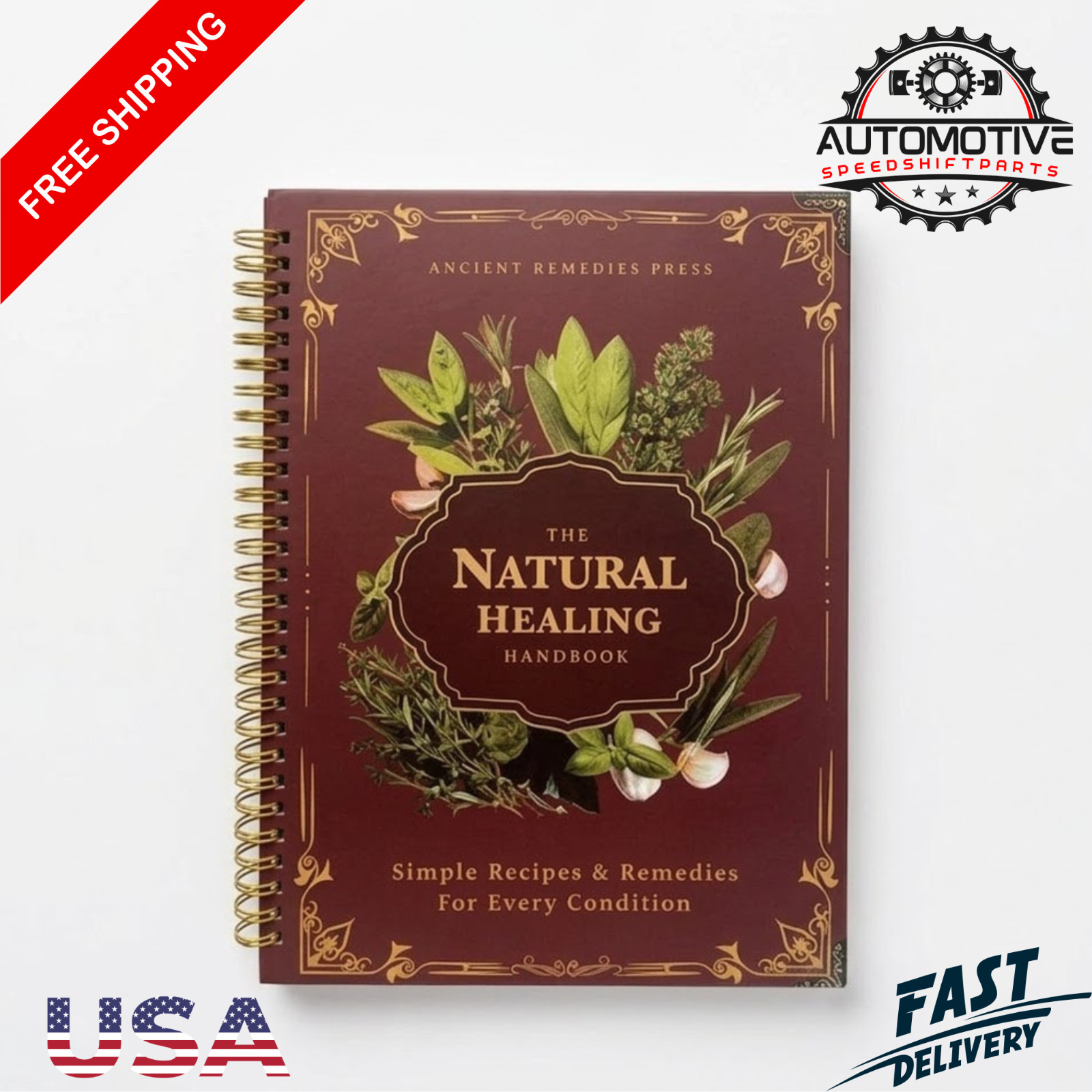The Natural Healing Handbook-Herbal Remedies Guide (Spiral-Bound, Informational)